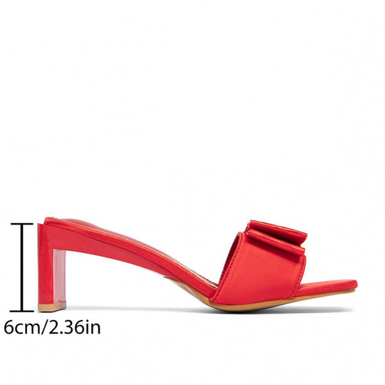 Damen elegante Sandaletten mit breitem Blockabsatz und modischem Schleifendetail EB