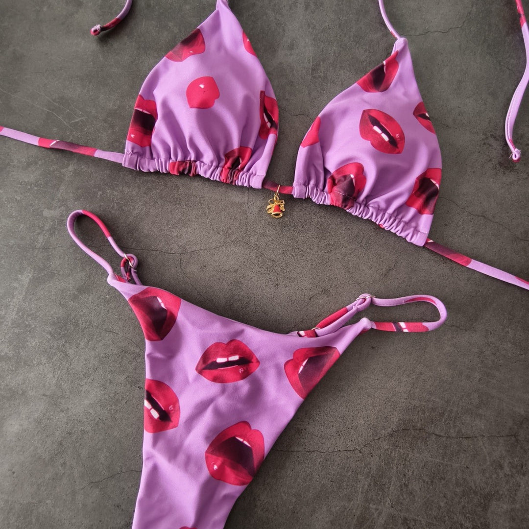 Damen Bikini-Set mit verstellbarem Triangel-Oberteil und hoch geschnittenen Hüftbund EB