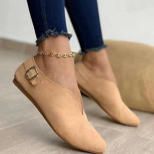 Damen elegante Slipper mit modischer Schnalle und hochwertigem Wildleder EB