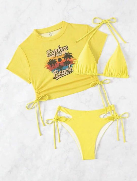 Damen Bikiniset mit modischem Crop-Top EB