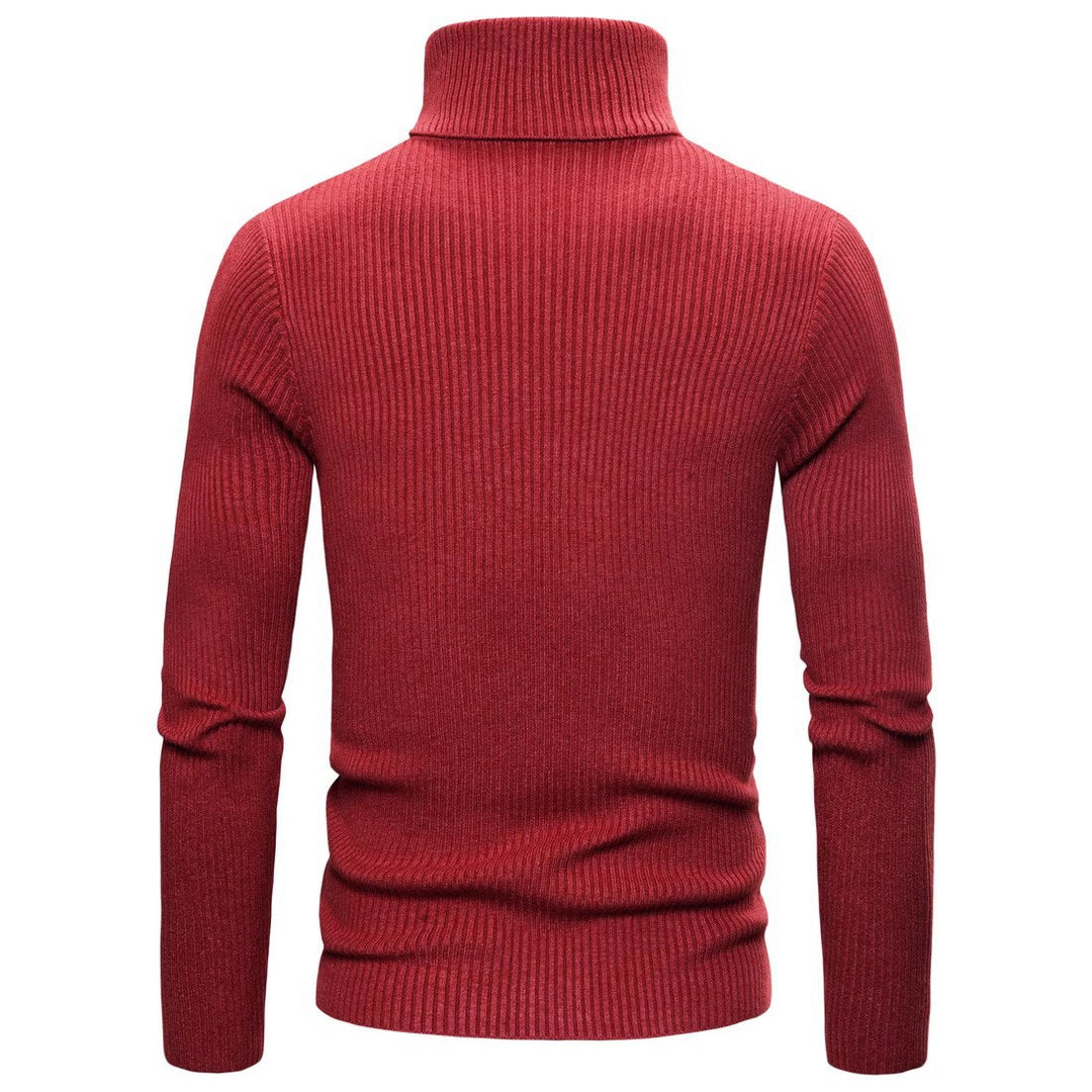 Herren Ripp-Strickpullover mit hohem Kragen und körpernahem Schnitt EB