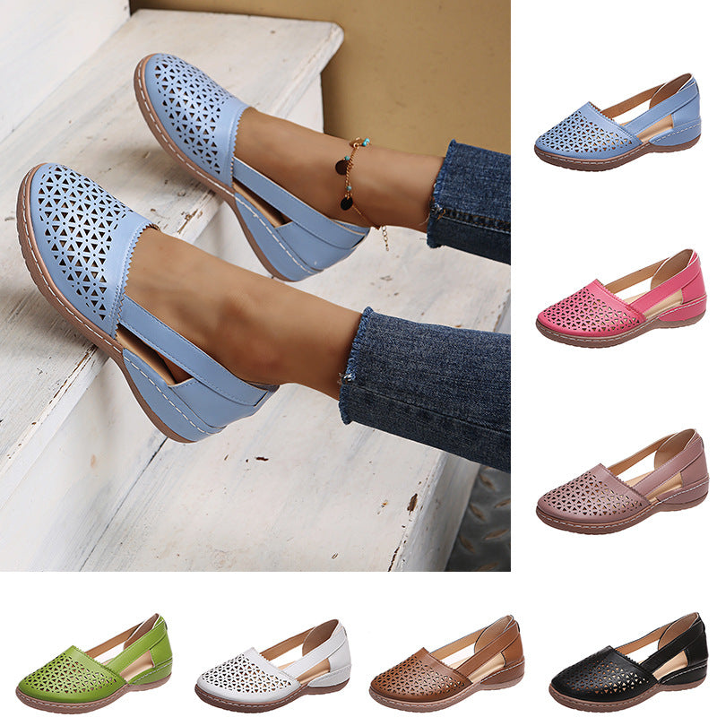 Damen Atmungsaktive Ballerinas mit dekorativem Lochmuster EB