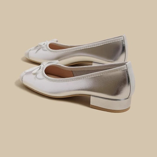 Damen Elegante Ballerina-Schuhe mit zarter Schleifenapplikation EB