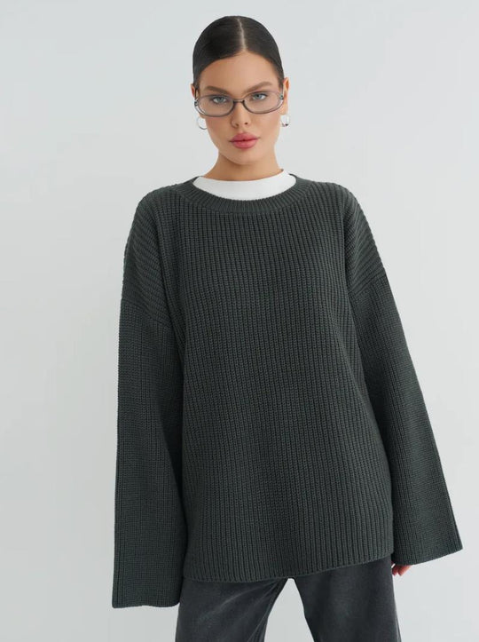 Damen Oversized Strickpullover mit strukturiertem Design und lässigem Schnitt EB
