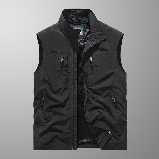 Herren Multifunktionale Outdoor-Utility‑Weste mit Mesh‑Innenfutter und zahlreichen Taschen EB