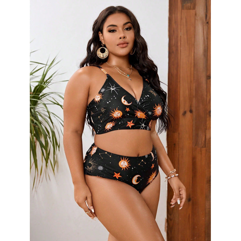 Damen Triangel-Bikini mit gebundenem Oberteil und verspieltem Sternenmuster EB