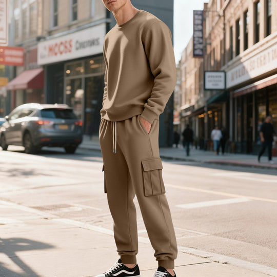 Herren Utility-Cargo-Jogger aus French Terry mit Mehrfachklappen & Tunnelzug EB