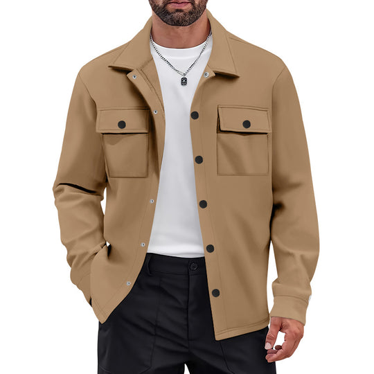 Herren nan arbeitsinspirierte Hemdjacke mit Druckknopfleiste, aufgesetzten Brusttaschen und kastiger Passform EB