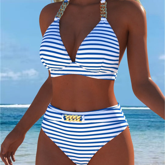 Damen Bikini mit luxuriösem Marmormuster und edlen Details EB