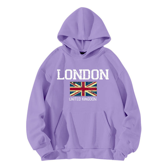 Damen Kapuzenpullover im urbanen London-Style mit Kängurutasche und gemütlichem Schnitt EB