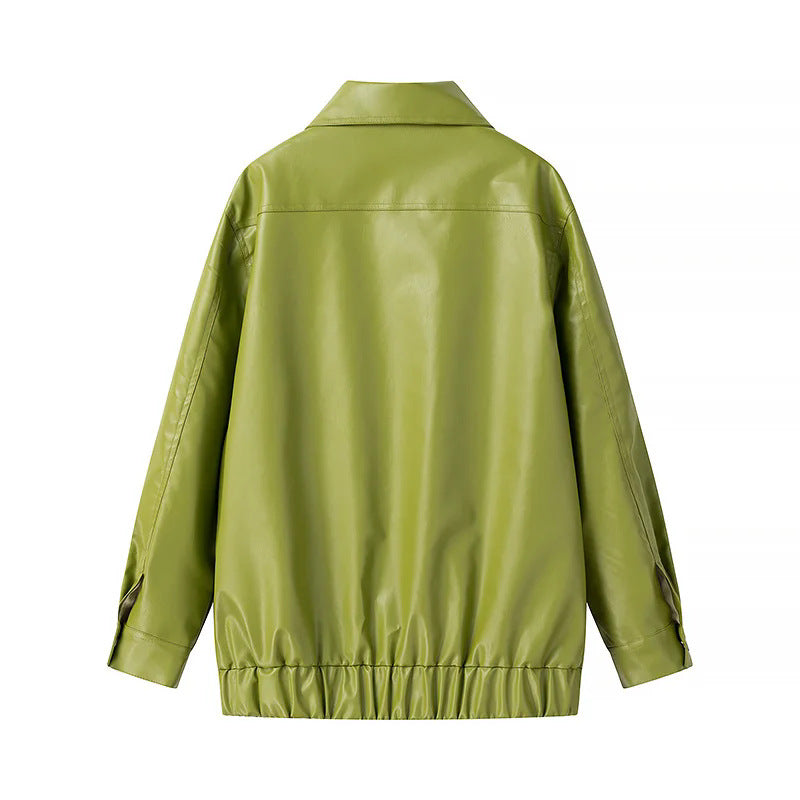 Damen Kunstlederjacke mit praktischen Taschen und modernem Schnitt EB