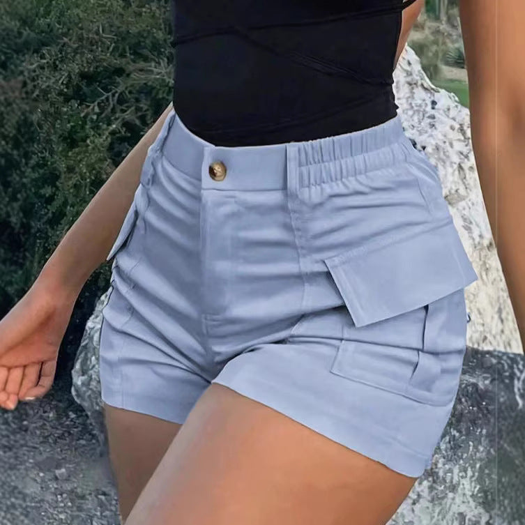Damen Cargo-Shorts mit hohen Taille und praktischen Taschen EB