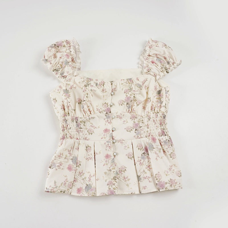 Damenbluse mit floralem Design und Rüschenärmeln EB