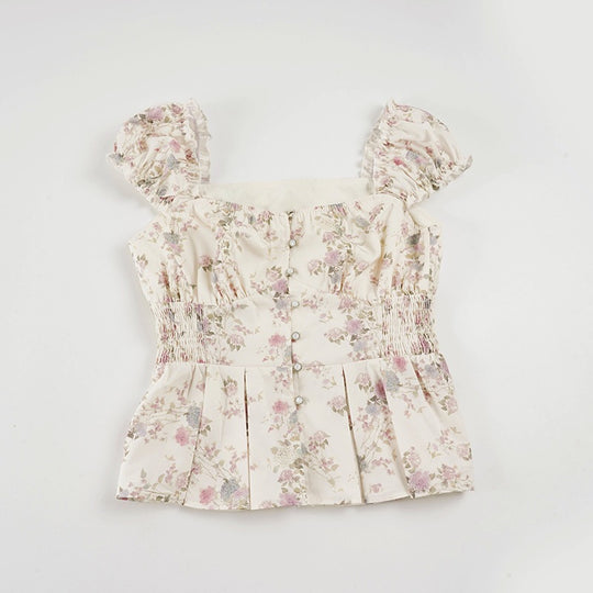 Damenbluse mit floralem Design und Rüschenärmeln EB