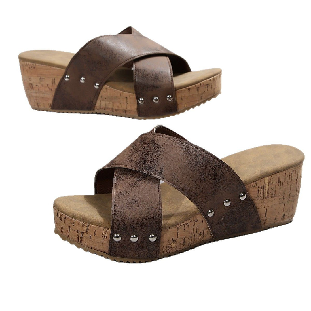 Damen Wedge-Sandalen mit elastischem Obermaterial und rutschfester Sohle EB