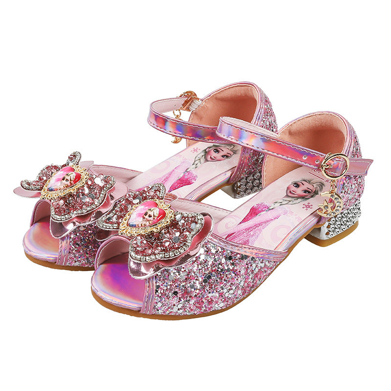 Mädchen Glitzernde Prinzessinnen Ballerinas mit dekorativem Blumenmotiv EB