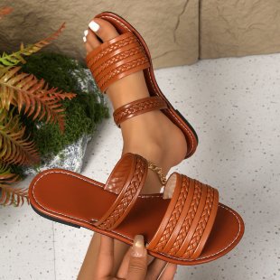 Damen Komfortable Riemchensandalen mit geflochtenem Design EB