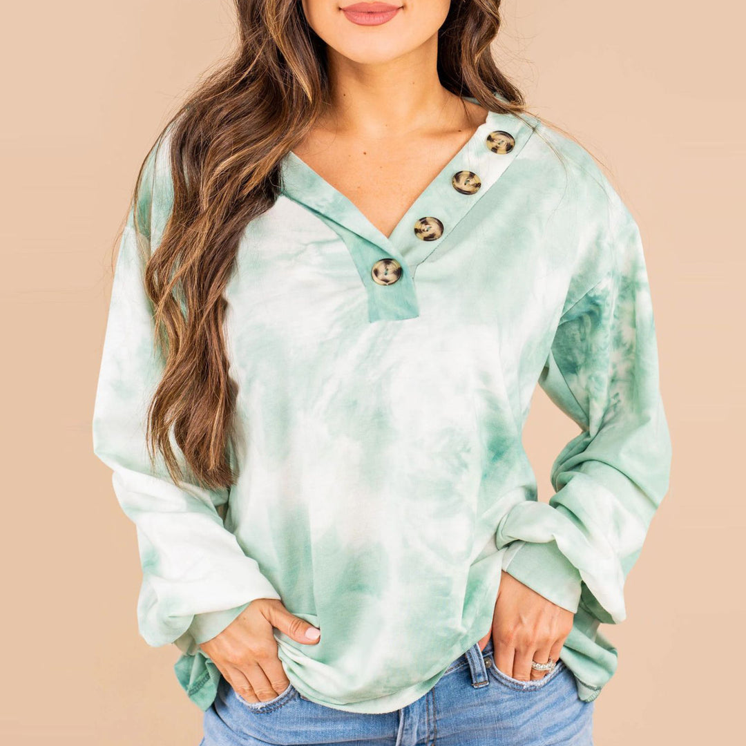 Damen lässiger Oversized-Pullover mit Knopfleiste EB
