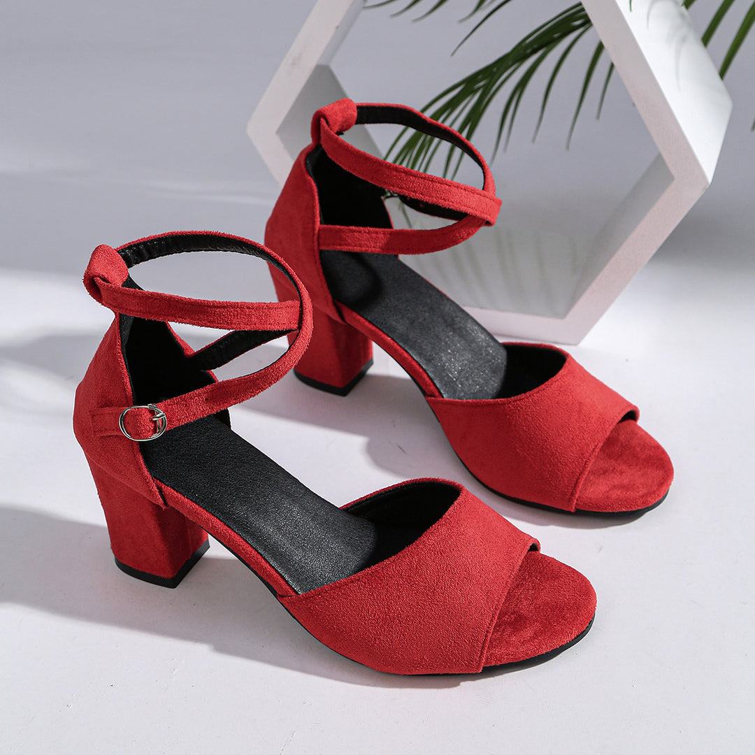 Damen Absatzsandalen mit modischem Kreuzriemen-Design und bequemer Sohle EB