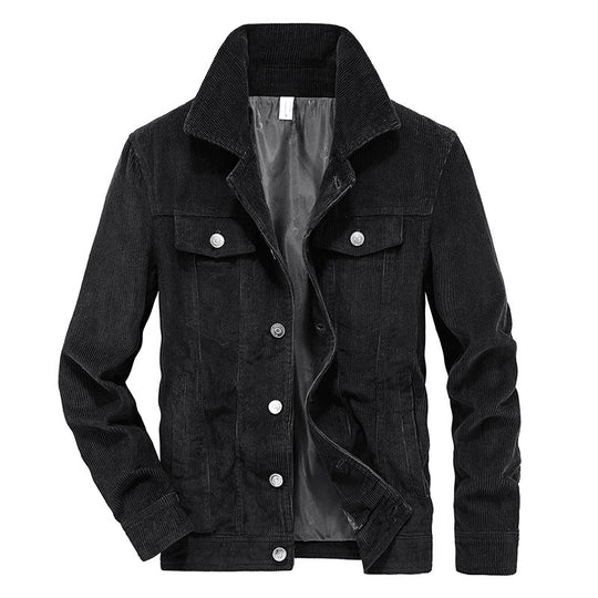 Herren Feincord-Workerjacke im Trucker-Schnitt mit verdeckter Knopfleiste EB