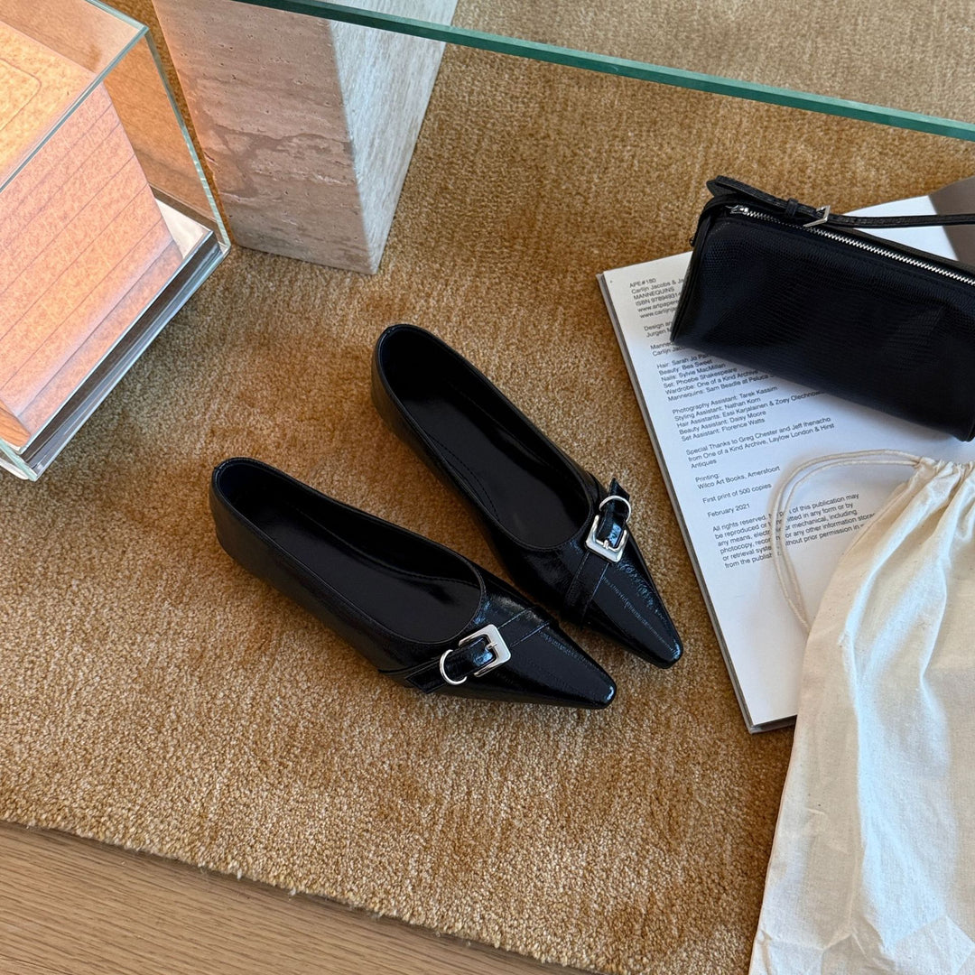 Damen Elegante Pumps mit modischer Schnalle und feinem Leder EB