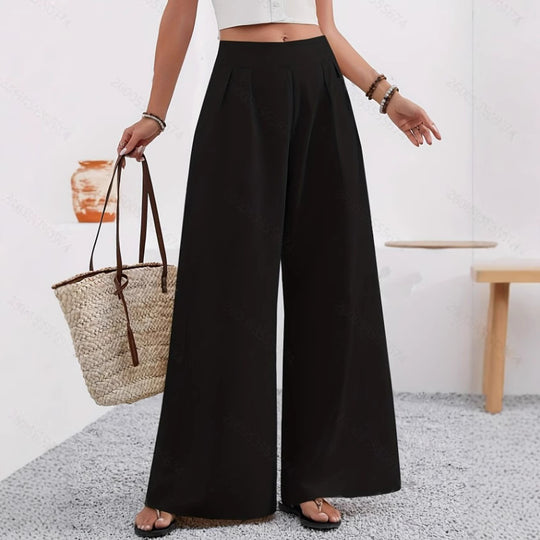 Damen Elegante und weite Bundfaltenhose EB