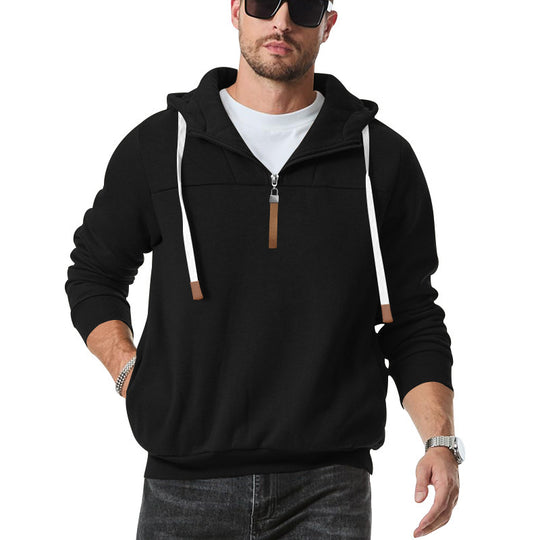 Herren modischer Kapuzenpullover mit Reißverschluss und dekorativen Details EB