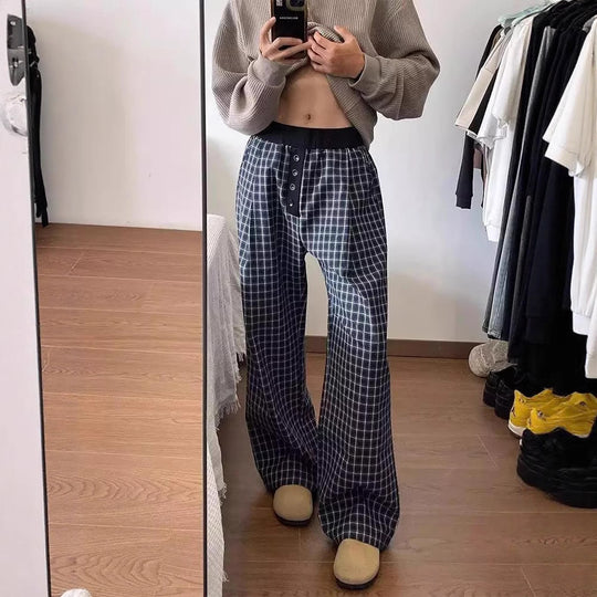 Damen Karottenhose aus weichem Material mit modischem Karo-Design EB