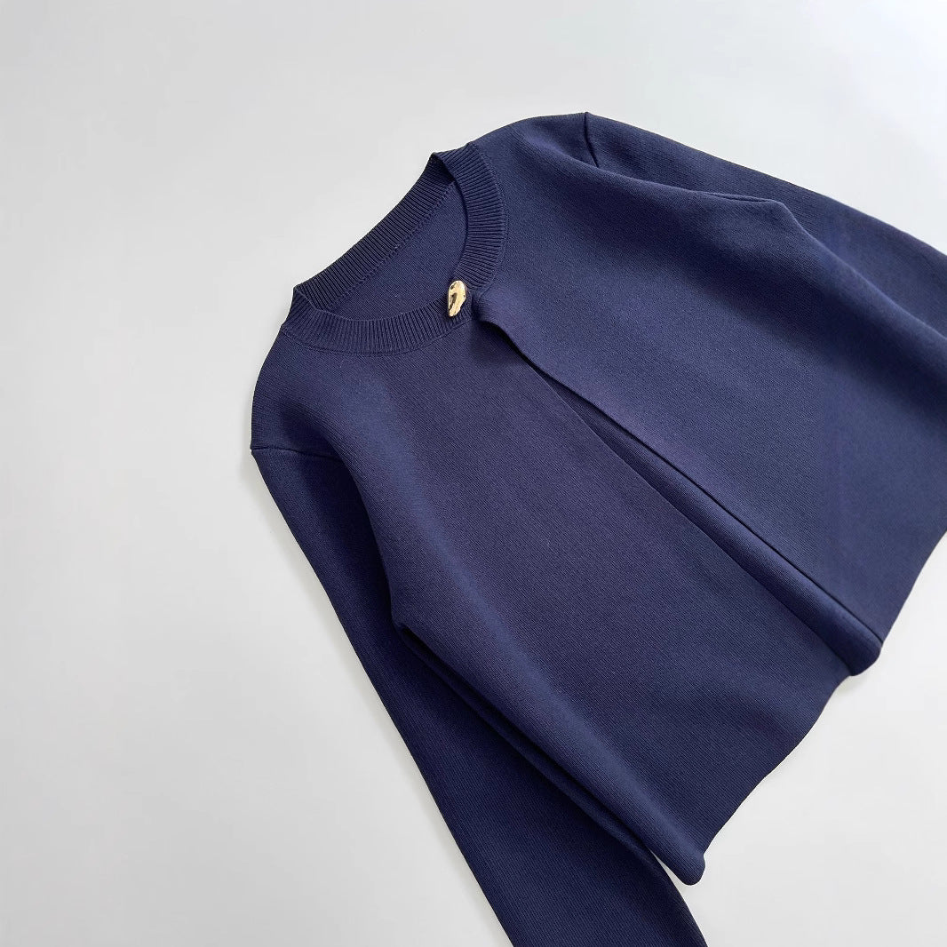 Damen elegante Strickjacke mit dekorativer Knopfdetails EB