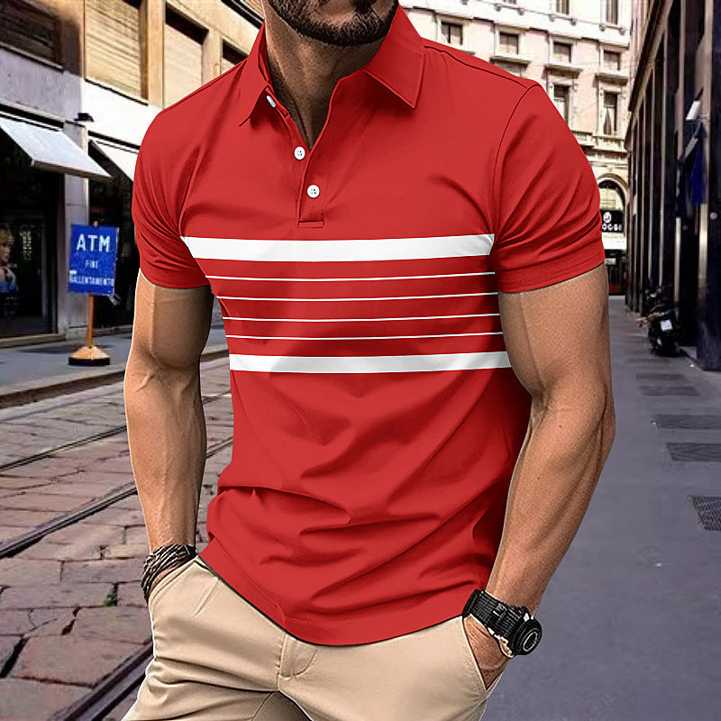 Herren Polohemd mit sportlichem Streifenmuster und klassischem Kragen EB