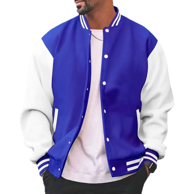 Herren nan varsity-Collegejacke im Bomberstil mit Druckknopfverschluss, kontrastarmen und gerippten Bündchen EB