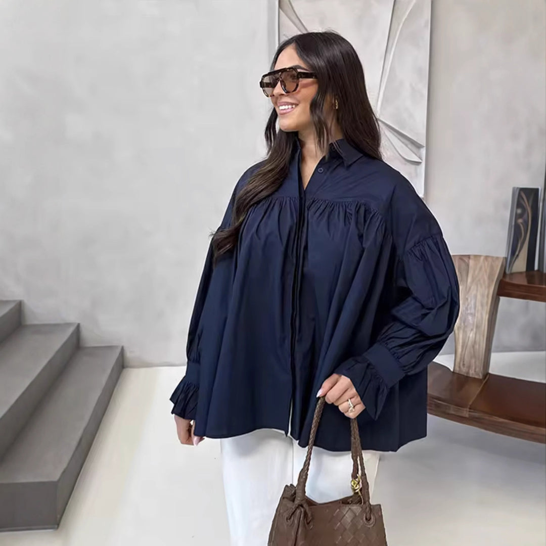 Damen elegante Bluse mit Rüschendetails EB