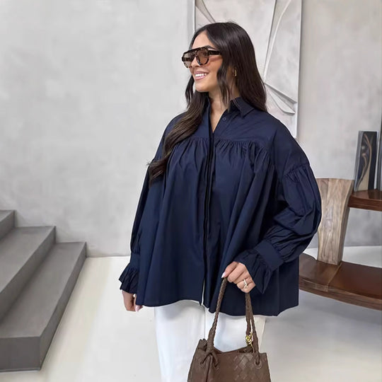 Damen elegante Bluse mit Rüschendetails EB