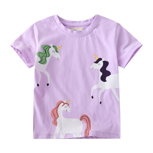 Mädchen T-Shirt mit niedlichem Einhorn-Design EB