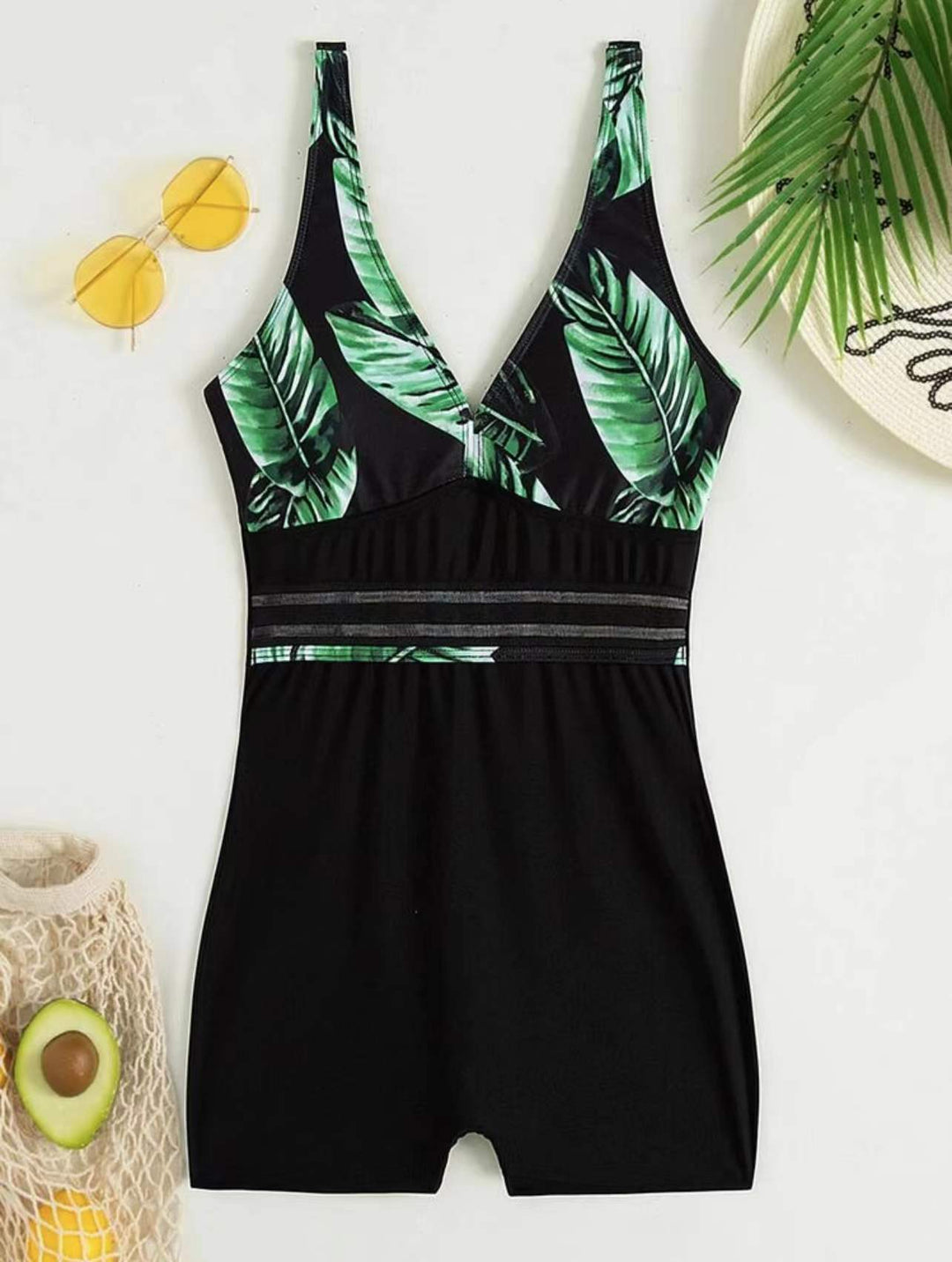 Damen Eleganter Badeanzug mit floralem Design und sportlichem Schnitt EB
