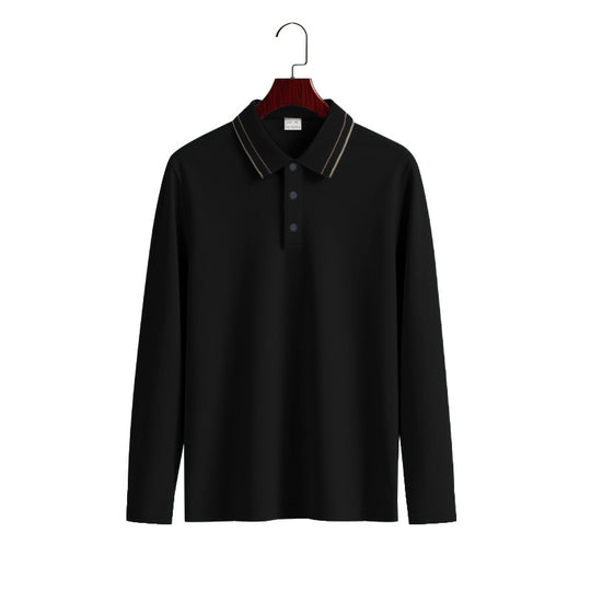 Herren Langarm Poloshirt mit raffiniertem Kragen und modischen Akzenten EB