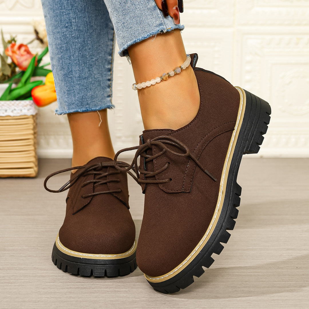 Damen Modische Schnürschuhe mit rutschfester Sohle und dämpfendem Fußbett EB