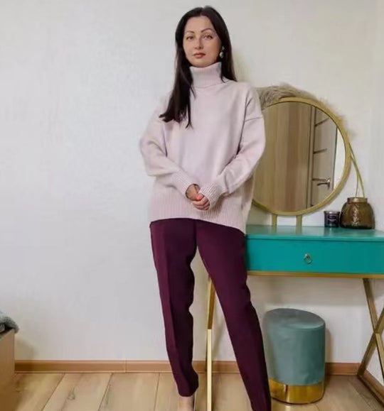 Damen Modischer Rollkragenpullover aus weichem Material EB