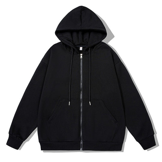 Unisex oversized Kapuzenjacke mit ausladendem Schulterschnitt, durchgehendem Reißverschluss und French-Terry EB