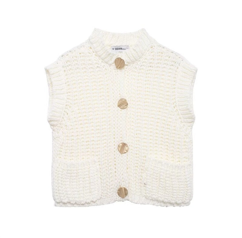 Damen Grobgestrickter Oversize Cardigan mit Zierknöpfen EB