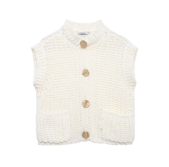 Damen Grobgestrickter Oversize Cardigan mit Zierknöpfen EB
