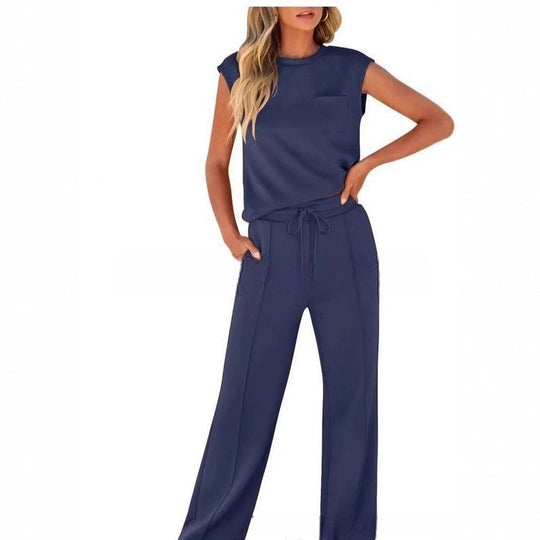 Damen Bequemes Freizeitanzug-Set mit weitem Schnitt und modischen Details EB
