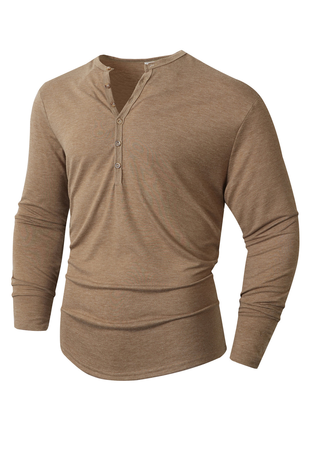 Herren Langarm Henley-Shirt mit Knopfleiste und weichem Baumwollmix EB