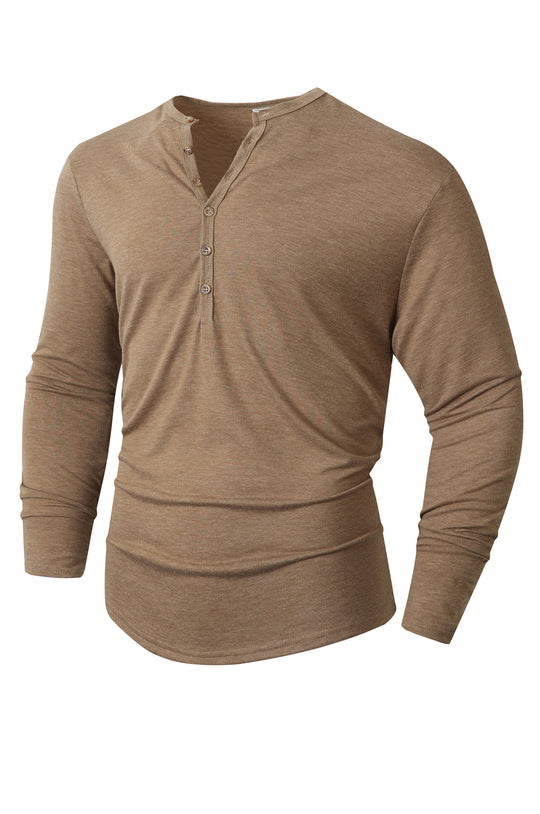Herren Langarm Henley-Shirt mit Knopfleiste und weichem Baumwollmix EB