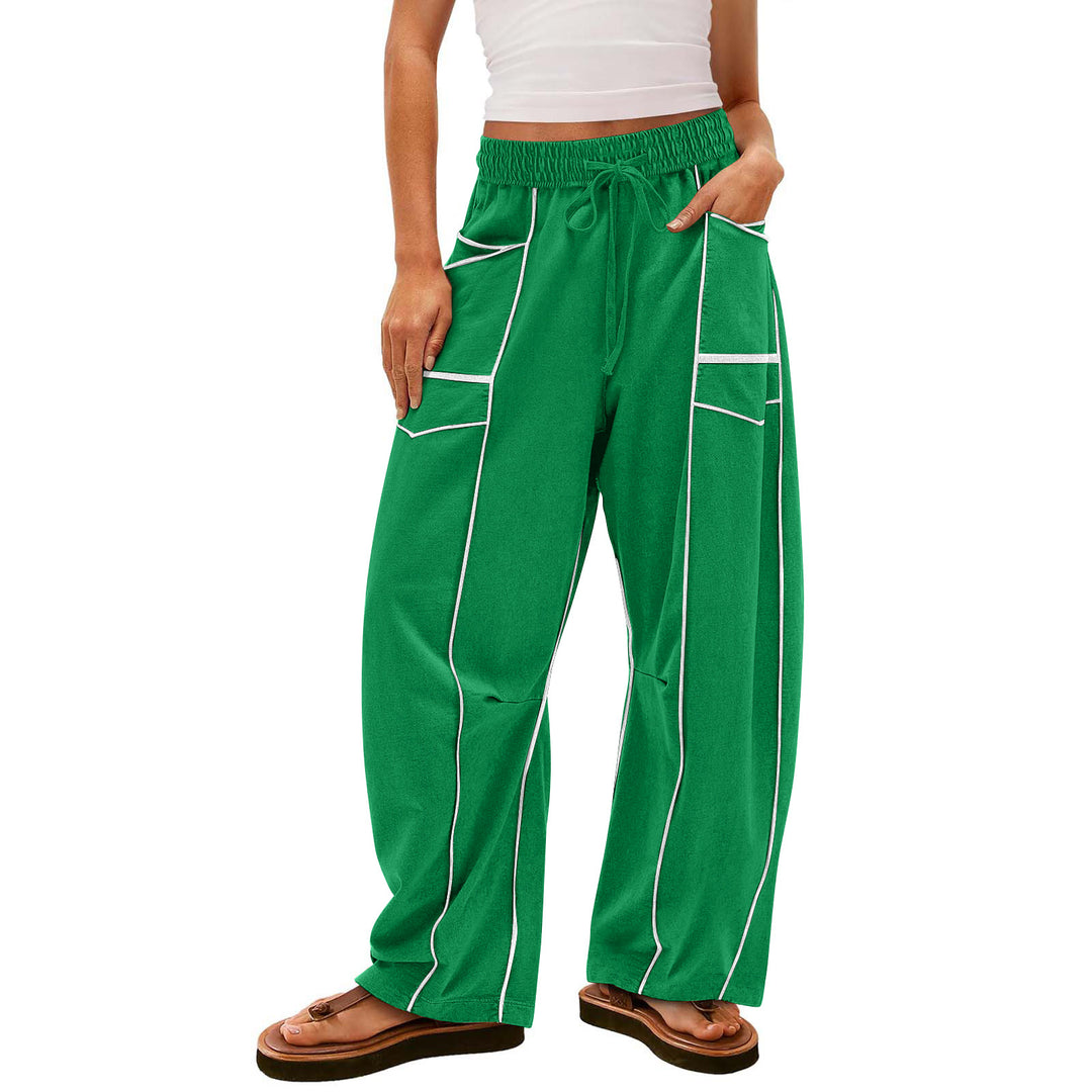 Damen nan weite Lounge-Hose mit Kordelzug, Kontrastpaspelierung und Cargo-Taschen EB