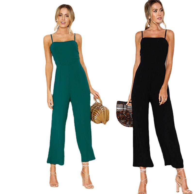 Damen Jumpsuit mit schmalen Trägern und elegantem weiten Bein EB