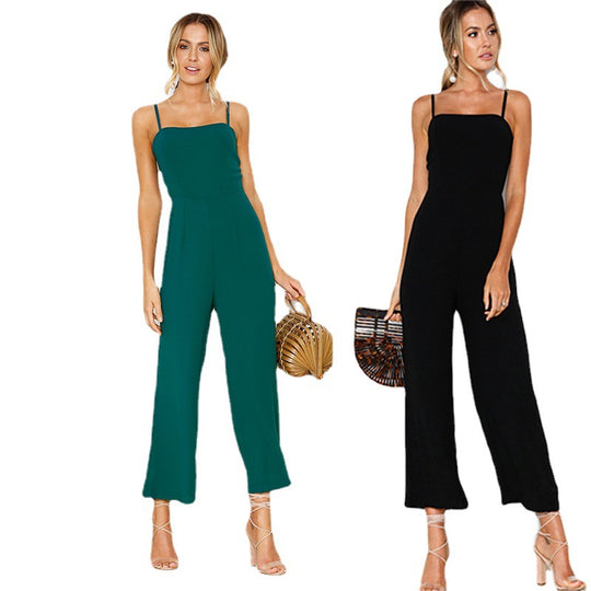 Damen Jumpsuit mit schmalen Trägern und elegantem weiten Bein EB
