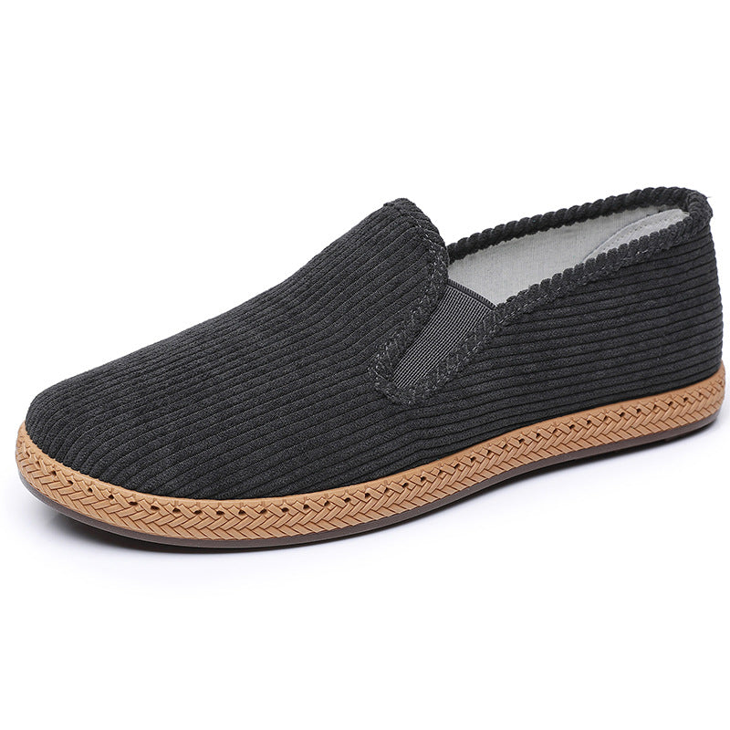 Damen bequeme Slip-On Schuhe aus Cord mit rutschfester Sohle EB