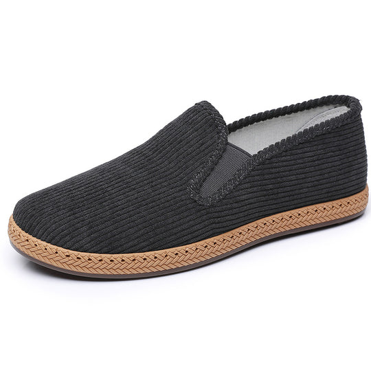 Damen bequeme Slip-On Schuhe aus Cord mit rutschfester Sohle EB