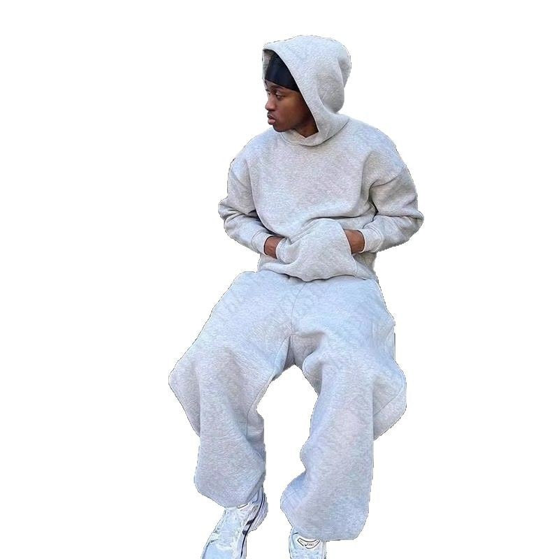 Herren nan urbaner Boxy-Hoodie mit verkürztem Rumpf, überschnittener Schulter und weichem Fleece-Innenfutter EB